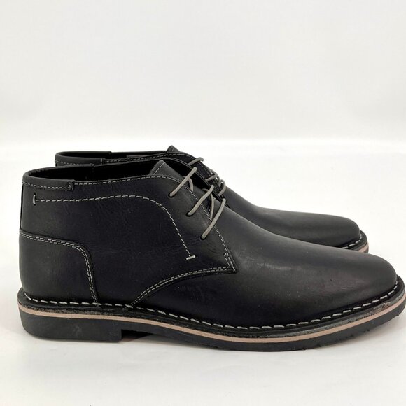 Steve Madden Harken Chukka Boots Size 8 Black Leather Upper Lace-Up - Picture 4 of 13